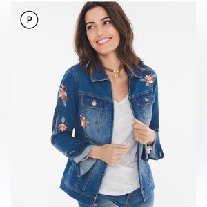 Embroidered Denim Stretch Jacket Med Chico’s